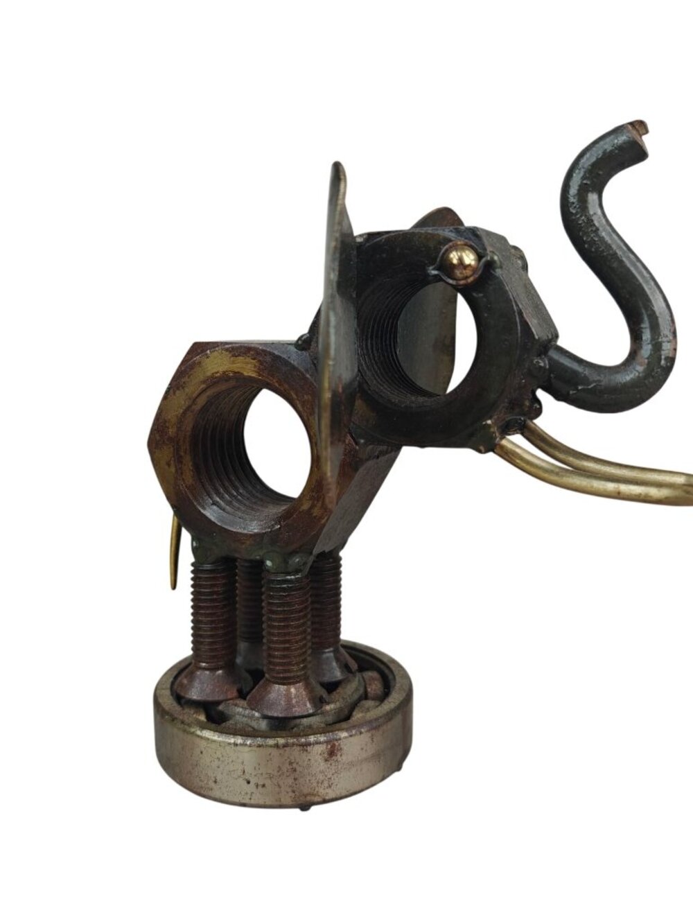 Upcycled Metal Elephant Sculpture Steampunk Handmade Industrial Rustic Iron 6"